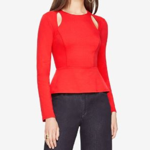 BCBG MaxAzria Bianka Cutout Zip-Back Peplum Top - Picture 3 of 8